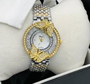 Montre Papillon Élégance Or & Argent Strass Luxe